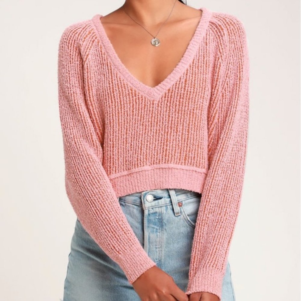 FREE PEOPLE •Hi Low V Neck• Crop Sweater NWT (XS)